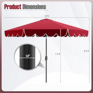 10 Feet Patio Umbrella Outdoor Market Umbrella with Crank Tilt Adjustment-Wine view 5