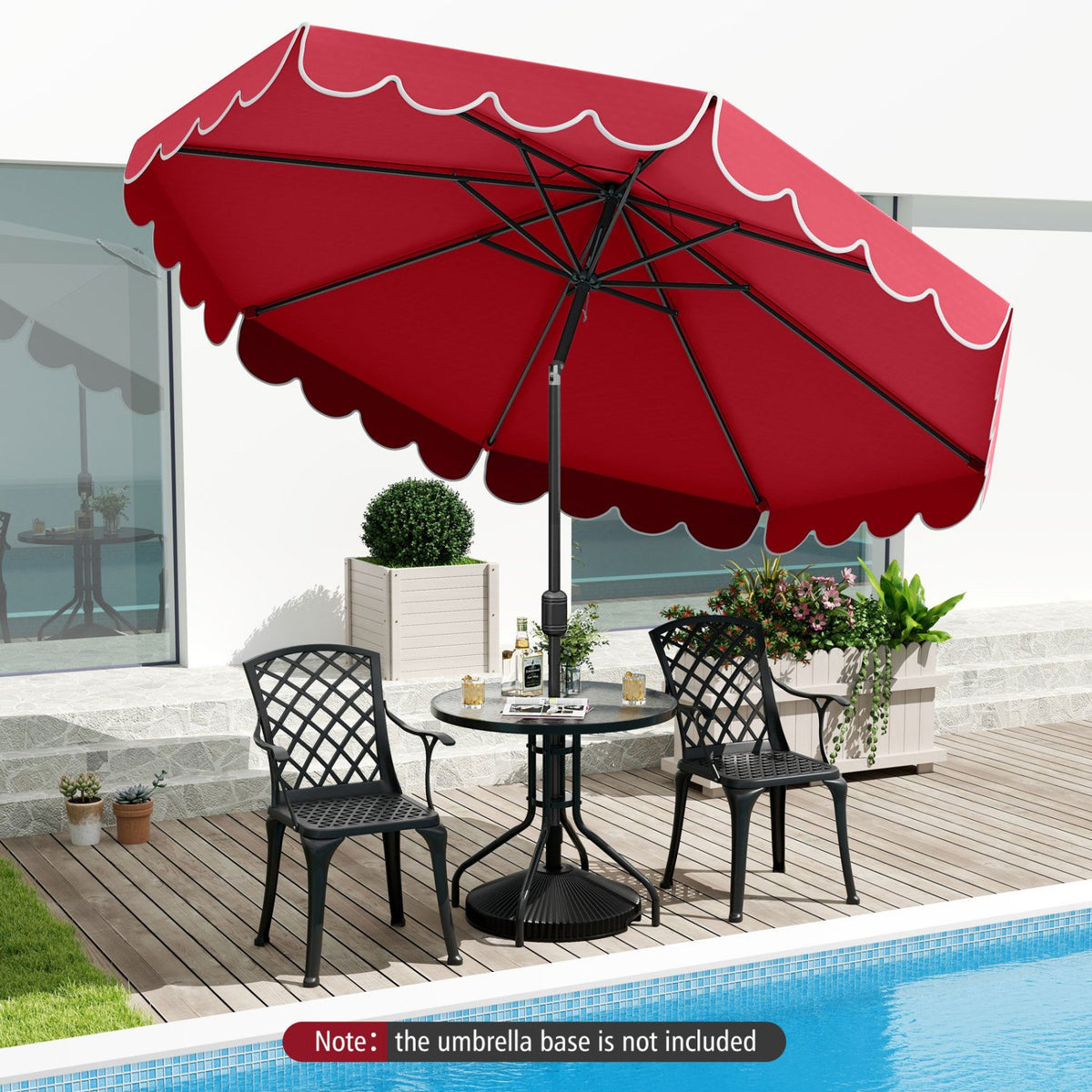 10 Feet Patio Umbrella Outdoor Market Umbrella with Crank Tilt Adjustment-Wine view 6