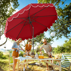 10 Feet Patio Umbrella Outdoor Market Umbrella with Crank Tilt Adjustment-Wine view 7