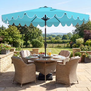 10 Feet Patio Umbrella with Weighted Base and Sandbags-Turquoise view 3