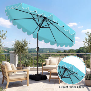 10 Feet Patio Umbrella with Weighted Base and Sandbags-Turquoise view 5