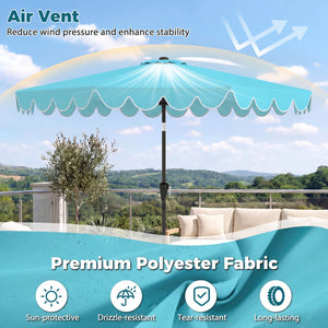 10 Feet Patio Umbrella with Weighted Base and Sandbags-Turquoise view 6