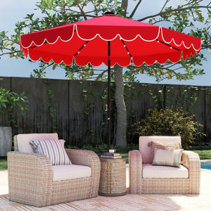 10 Feet Solar Patio Umbrella with 24 LED Lights-Red view 2