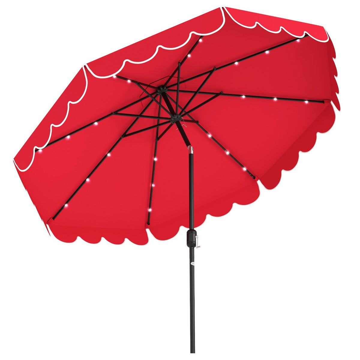 10 Feet Solar Patio Umbrella with 24 LED Lights-Red view 4
