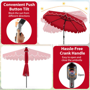10 Feet Solar Patio Umbrella with 24 LED Lights-Red view 6