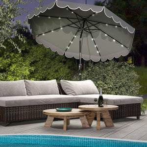 10 Feet Solar Patio Umbrella with 24 LED Lights-Gray view 3