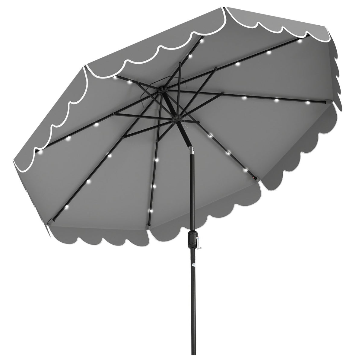 10 Feet Solar Patio Umbrella with 24 LED Lights-Gray view 4