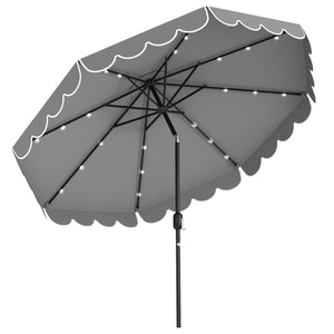 10 Feet Solar Patio Umbrella with 24 LED Lights-Gray view 4