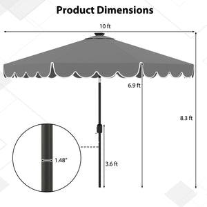 10 Feet Solar Patio Umbrella with 24 LED Lights-Gray view 5