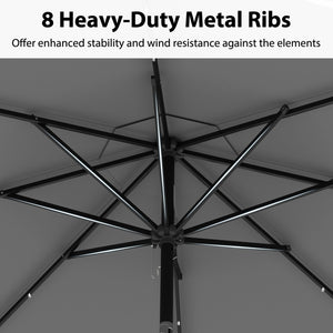 10 Feet Solar Patio Umbrella with 24 LED Lights-Gray view 7