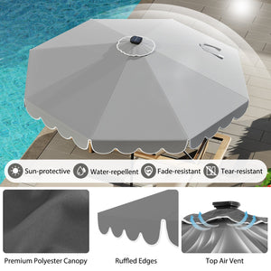 10 Feet Solar Patio Umbrella with 24 LED Lights-Gray view 8