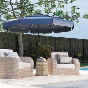 10 Feet Solar Patio Umbrella with 3-Tier Vented Top-Navy view 2