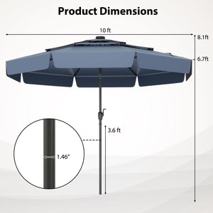 10 Feet Solar Patio Umbrella with 3-Tier Vented Top-Navy view 4