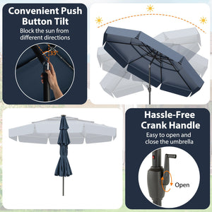 10 Feet Solar Patio Umbrella with 3-Tier Vented Top-Navy view 8