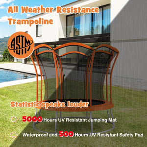 10 Feet Unique Flower Shape Trampoline with Galvanized Steel Frame-Orange view 5