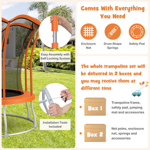10 Feet Unique Flower Shape Trampoline with Galvanized Steel Frame-Orange view 6