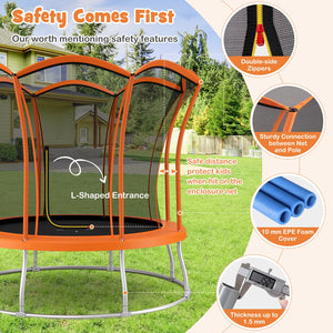 10 Feet Unique Flower Shape Trampoline with Galvanized Steel Frame-Orange view 7