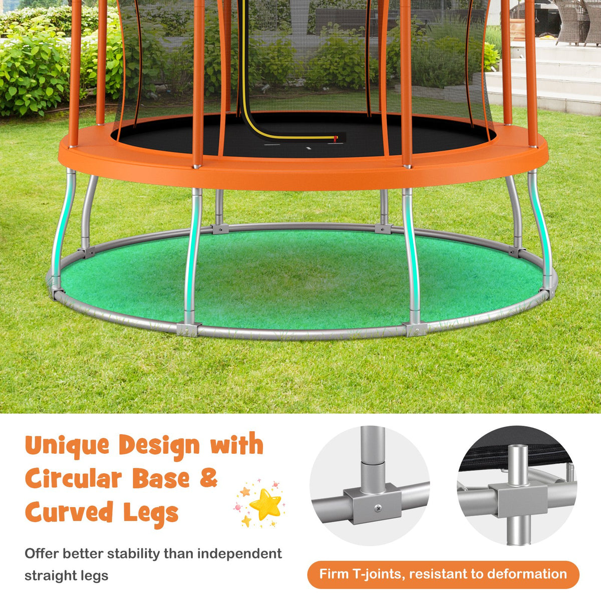 10 Feet Unique Flower Shape Trampoline with Galvanized Steel Frame-Orange view 8