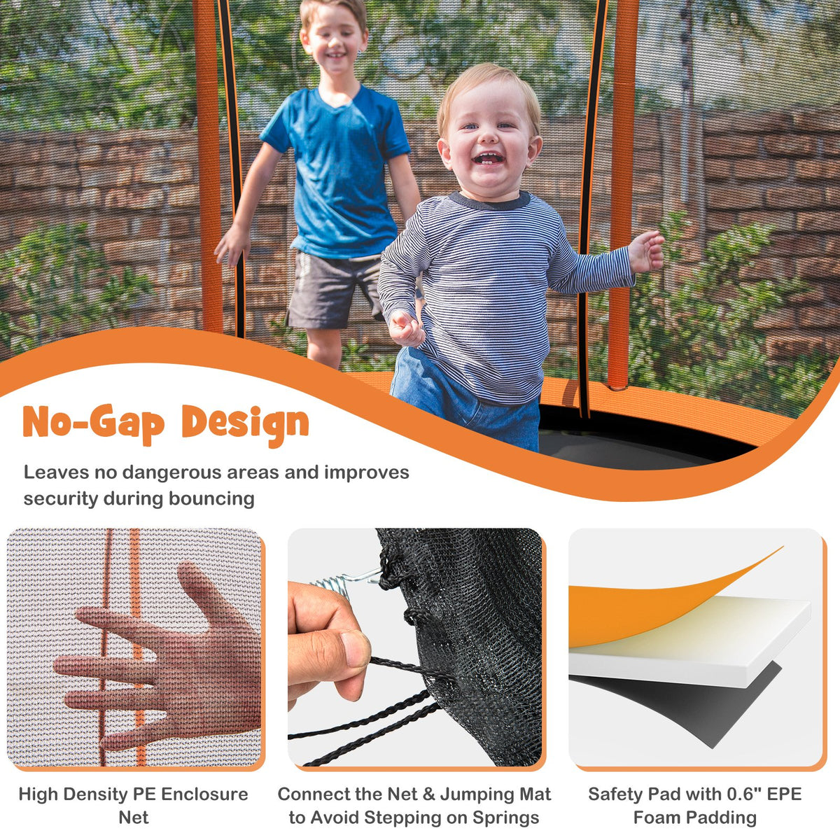 10 Feet Unique Flower Shape Trampoline with Galvanized Steel Frame-Orange view 9