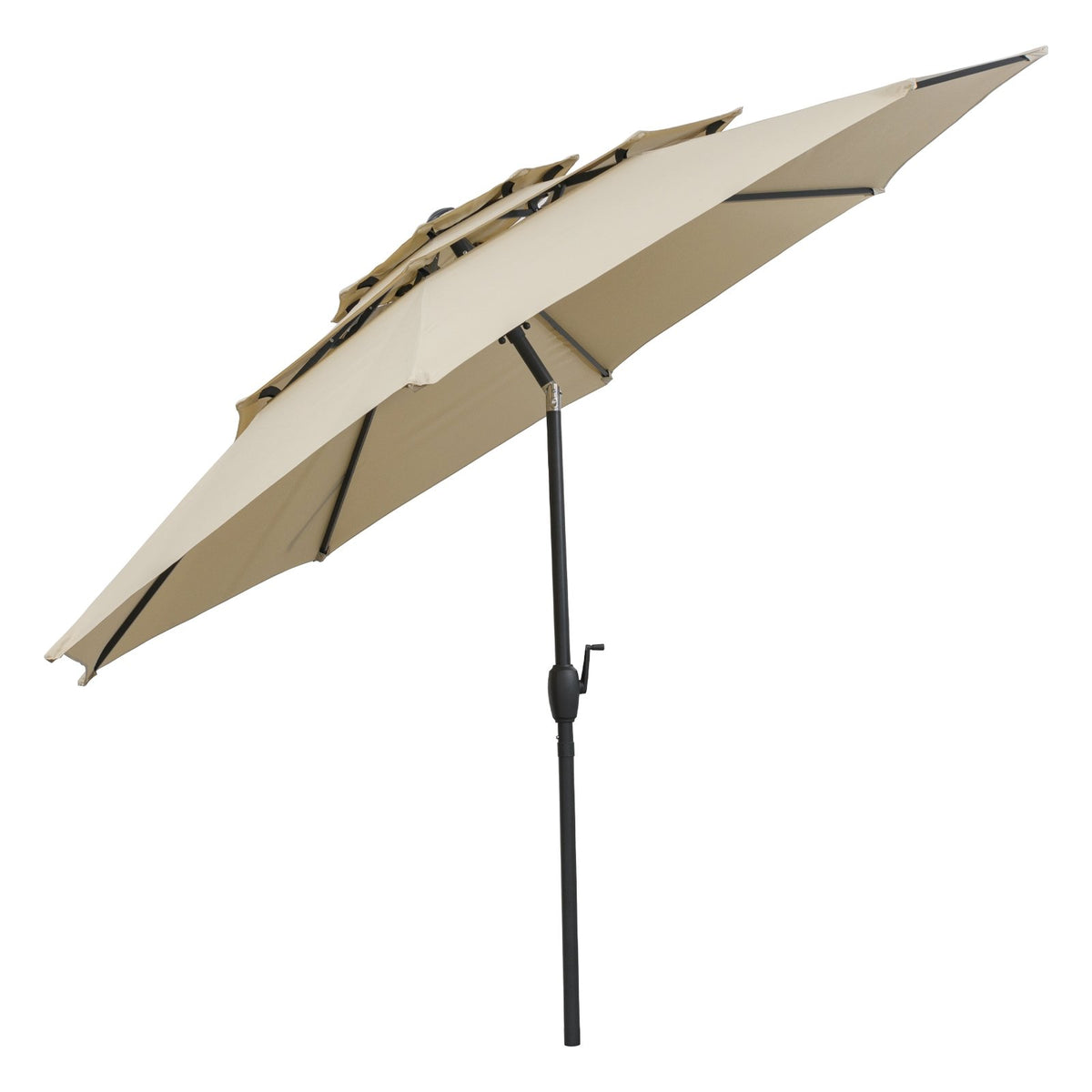 10 ft 3-tier Vented Patio Umbrella with Push Button Tilt-Beige view 4