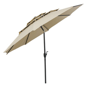 10 ft 3-tier Vented Patio Umbrella with Push Button Tilt-Beige view 4