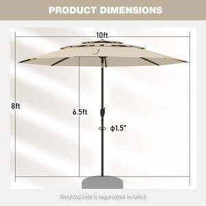 10 ft 3-tier Vented Patio Umbrella with Push Button Tilt-Beige view 5