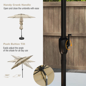 10 ft 3-tier Vented Patio Umbrella with Push Button Tilt-Beige view 9