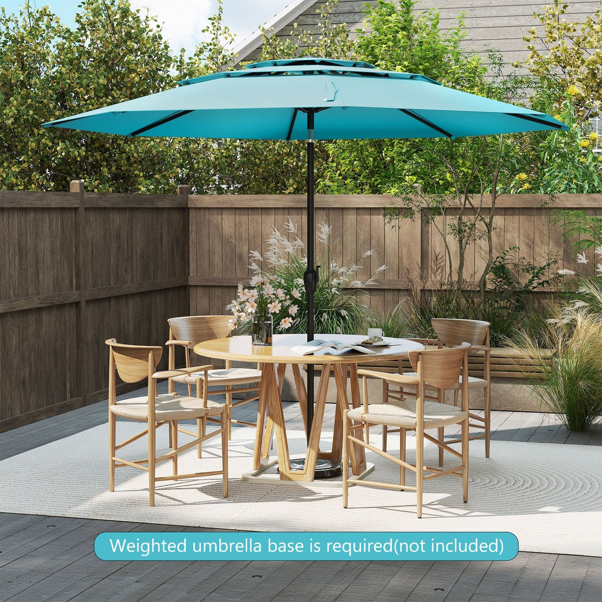 10 ft 3-tier Vented Patio Umbrella with Push Button Tilt-Green view 3