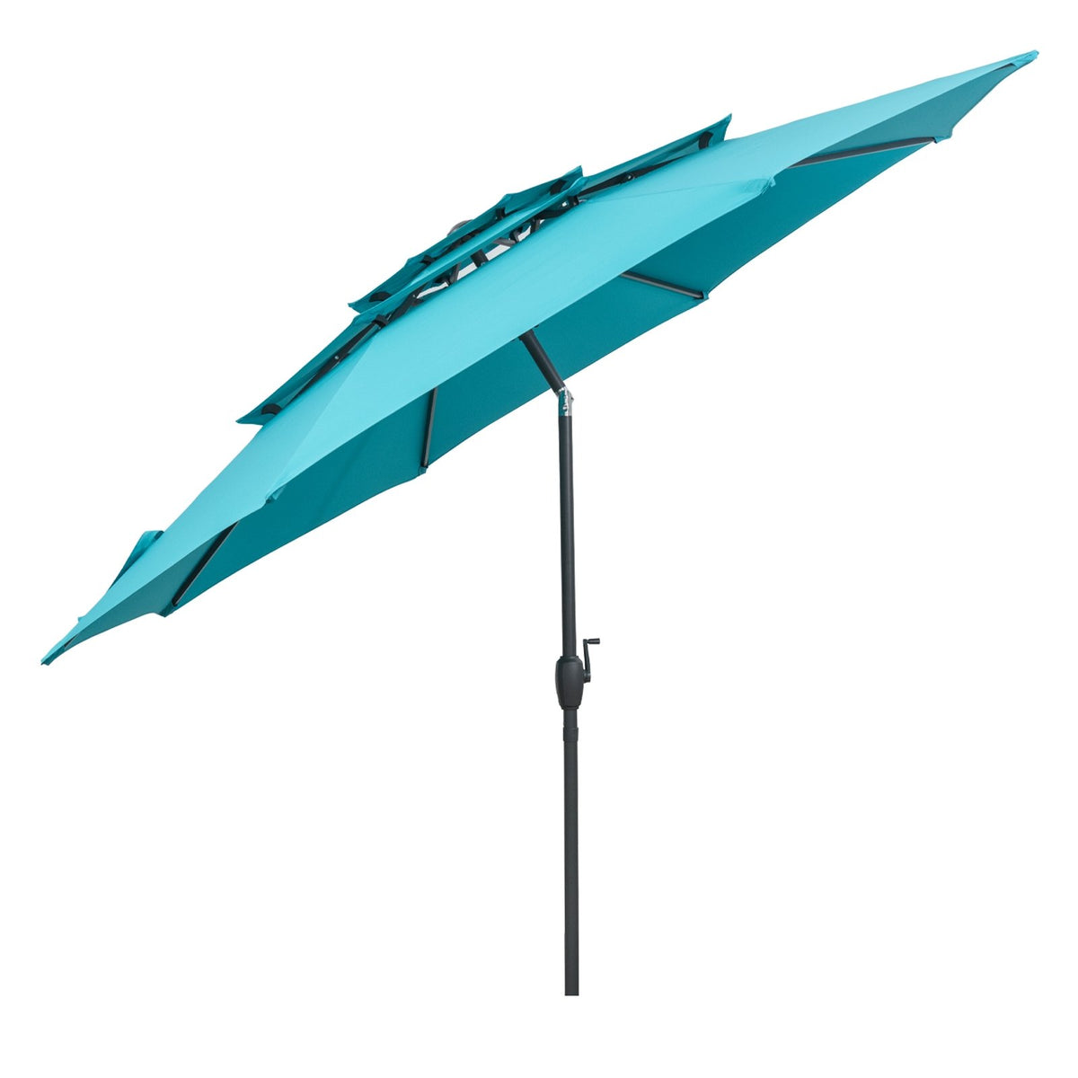 10 ft 3-tier Vented Patio Umbrella with Push Button Tilt-Green view 4