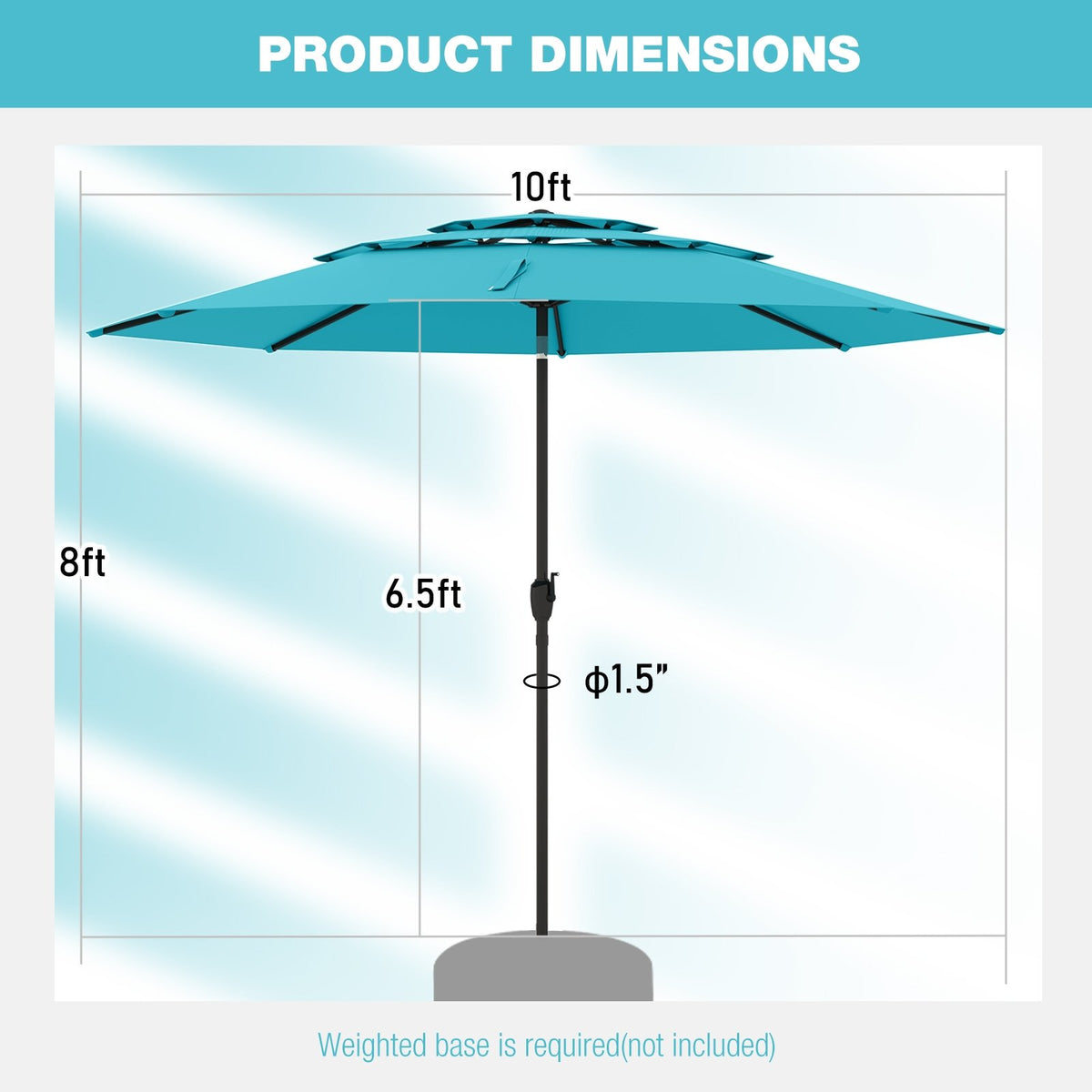 10 ft 3-tier Vented Patio Umbrella with Push Button Tilt-Green view 5