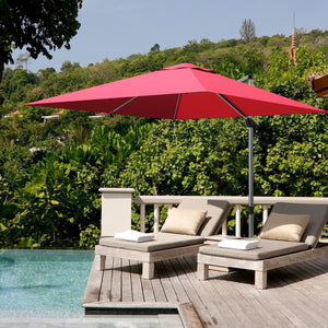 10 ft 360 Degree Tilt Aluminum Square Patio Offset Cantilever Umbrella without Weight Base-Burgundy view 2