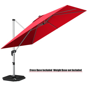 10 ft 360 Degree Tilt Aluminum Square Patio Offset Cantilever Umbrella without Weight Base-Burgundy view 4