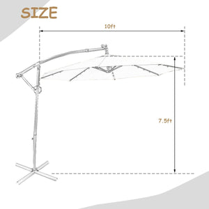 10 ft 360° Rotation Solar Powered LED Patio Offset Umbrella without Weight Base-Beige view 5