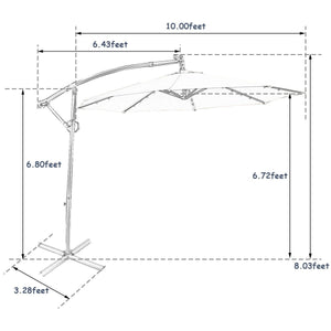 10 FT 360° Rotation Solar Powered LED Patio Offset Umbrella without Weight Base-Navy view 5