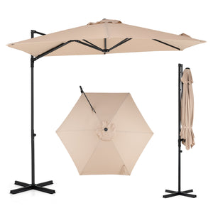 10 FT Cantilever Patio Umbrella with 360° Rotation for Garden-Beige
