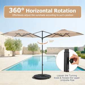 10 FT Cantilever Patio Umbrella with 360° Rotation for Garden-Beige view 5