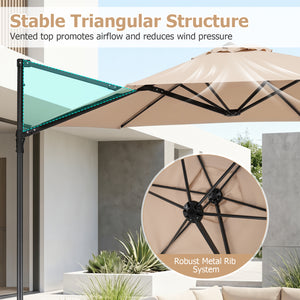 10 FT Cantilever Patio Umbrella with 360° Rotation for Garden-Beige view 6