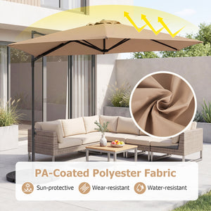 10 FT Cantilever Patio Umbrella with 360° Rotation for Garden-Tan view 3