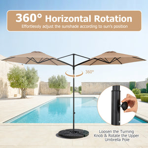 10 FT Cantilever Patio Umbrella with 360° Rotation for Garden-Tan view 4