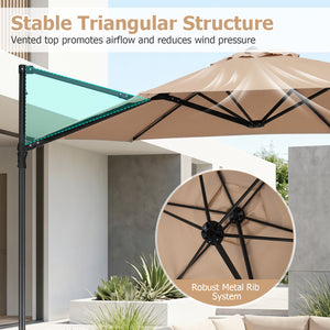 10 FT Cantilever Patio Umbrella with 360° Rotation for Garden-Tan view 5