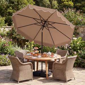 10 FT Outdoor Patio Umbrella with Solar LED Lights and Weighted Base-Brown view 3