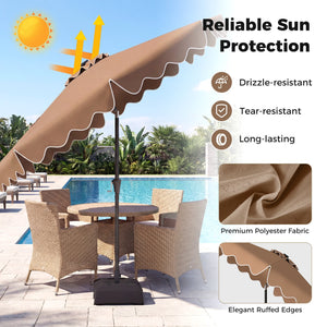 10 FT Outdoor Patio Umbrella with Solar LED Lights and Weighted Base-Brown view 6