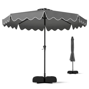10 FT Outdoor Patio Umbrella with Solar LED Lights and Weighted Base-Gray view 4