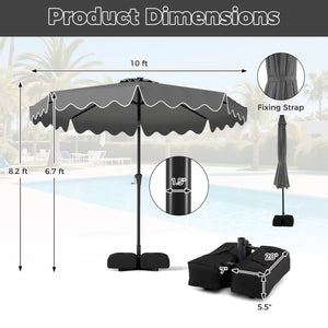 10 FT Outdoor Patio Umbrella with Solar LED Lights and Weighted Base-Gray view 5