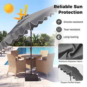10 FT Outdoor Patio Umbrella with Solar LED Lights and Weighted Base-Gray view 6