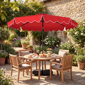 10 FT Outdoor Patio Umbrella with Solar LED Lights and Weighted Base-Red view 3