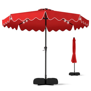 10 FT Outdoor Patio Umbrella with Solar LED Lights and Weighted Base-Red view 4