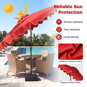 10 FT Outdoor Patio Umbrella with Solar LED Lights and Weighted Base-Red view 6