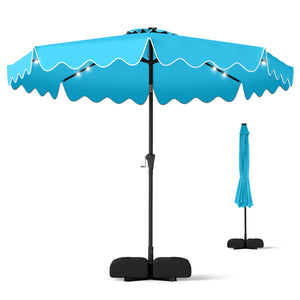 10 FT Outdoor Patio Umbrella with Solar LED Lights and Weighted Base-Turquoise view 4