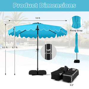 10 FT Outdoor Patio Umbrella with Solar LED Lights and Weighted Base-Turquoise view 5